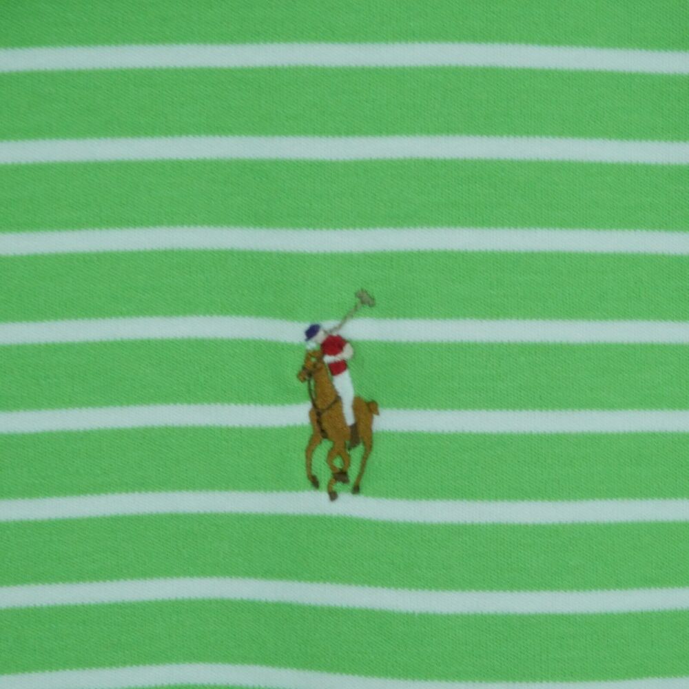 Ralph Lauren Men's Large Polo Shirt Flesh Pony Green Stripe Preppy Country Club - Picture 3 of 5